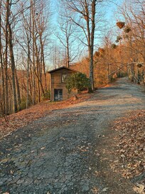 Driveway with view of secondary cabin.
