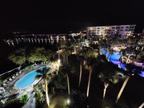 Evening view pool from balcony