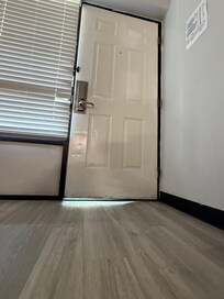 Large gap under the door to the room.