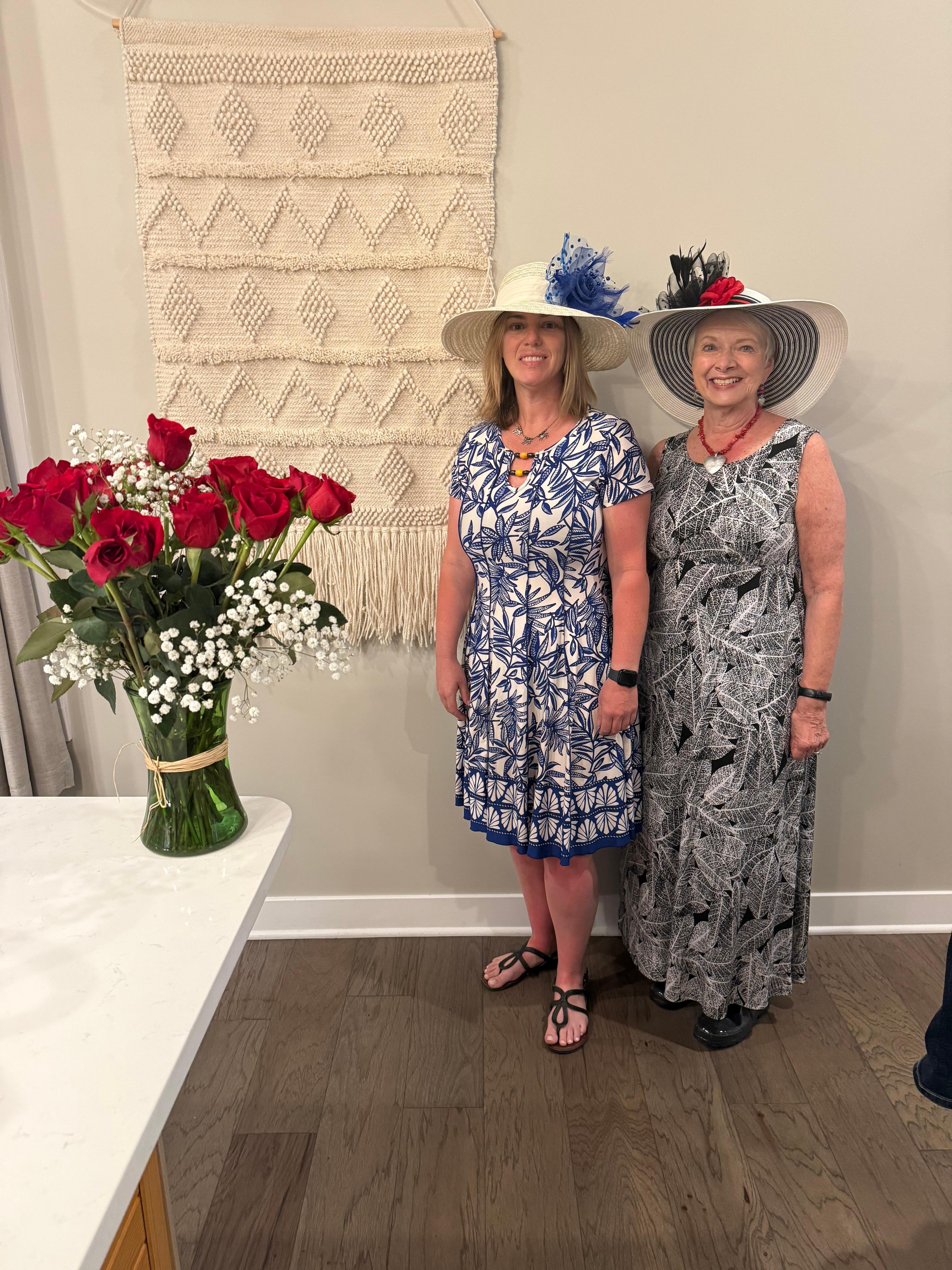 Inside before the Derby with our lovely roses from our hosts. 