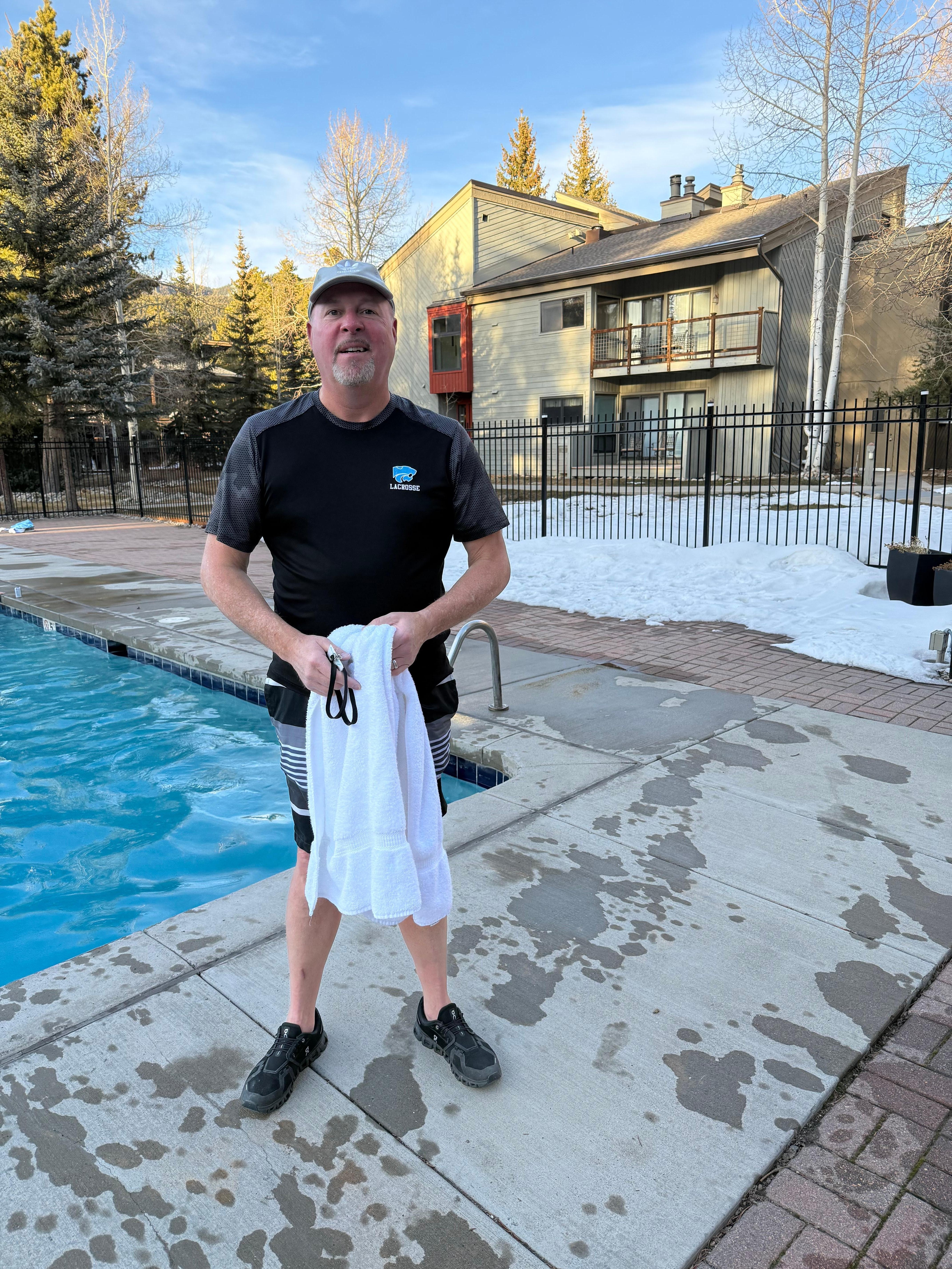 Outdoor heated pool after skiing at Keystone. Nice!