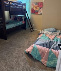 We just slid this extra drawer bed out from under the bunk bed. It was so spacious still!