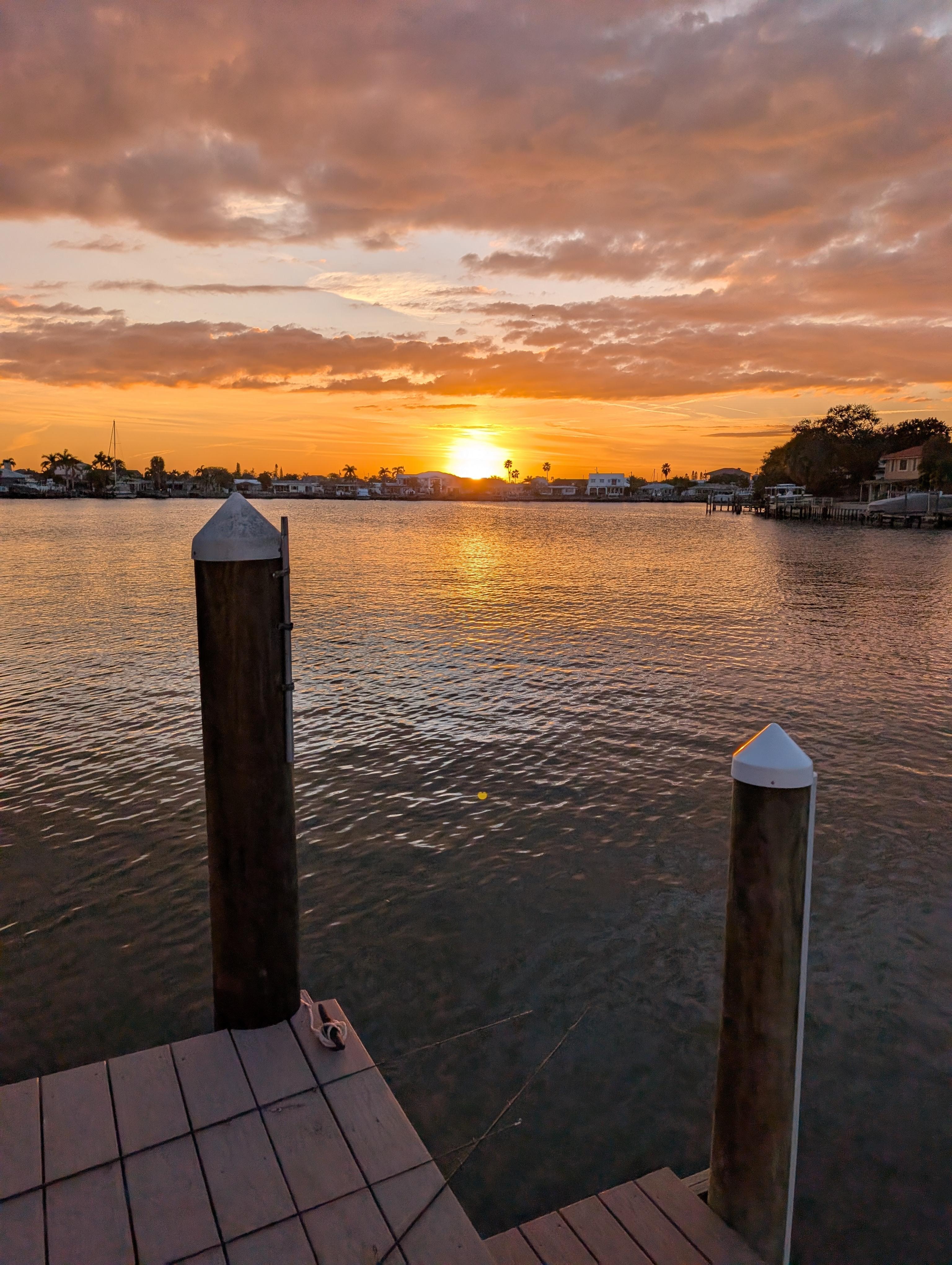 Sunset from dock while fishing