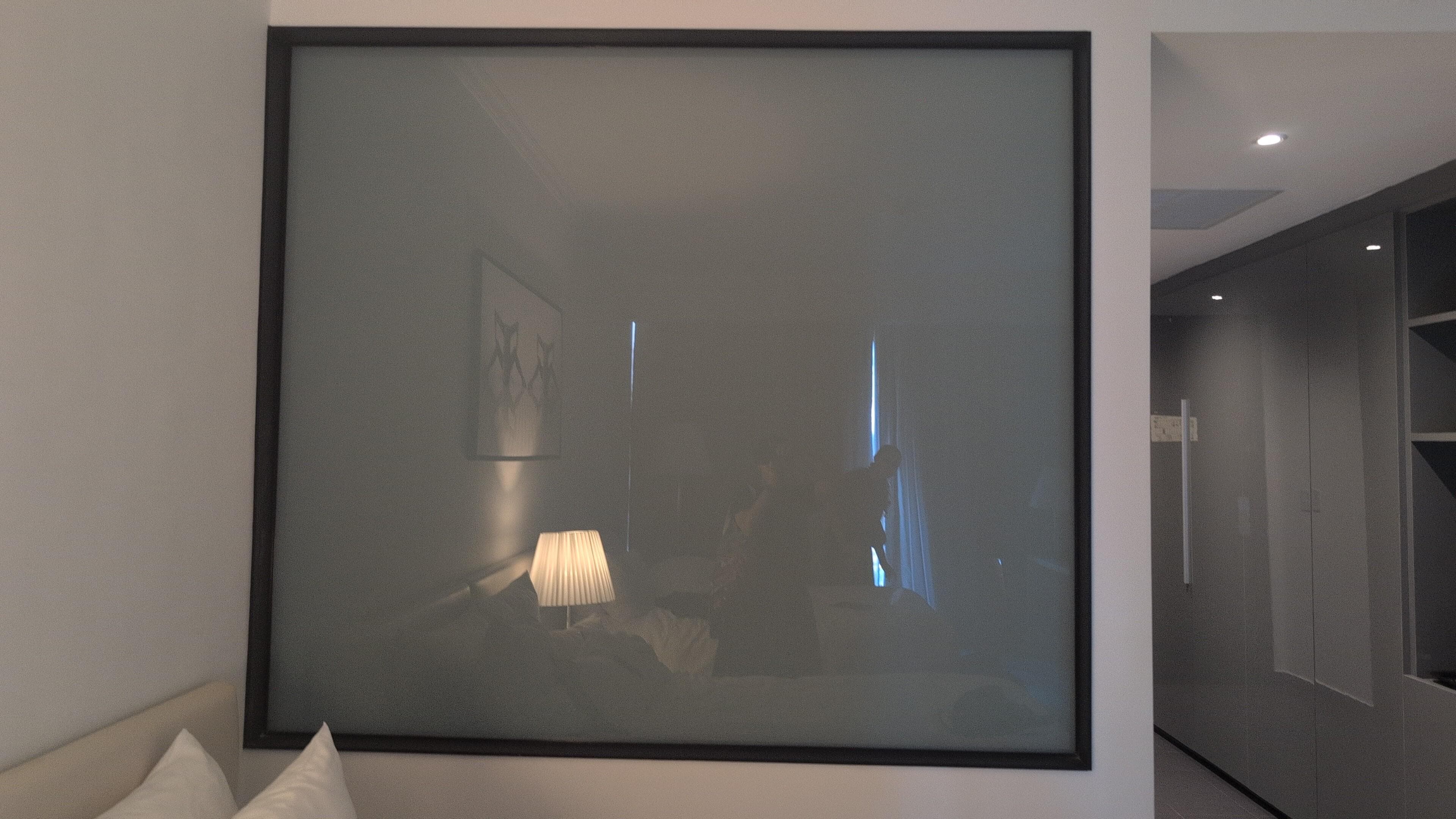 See through shower to bedroom 