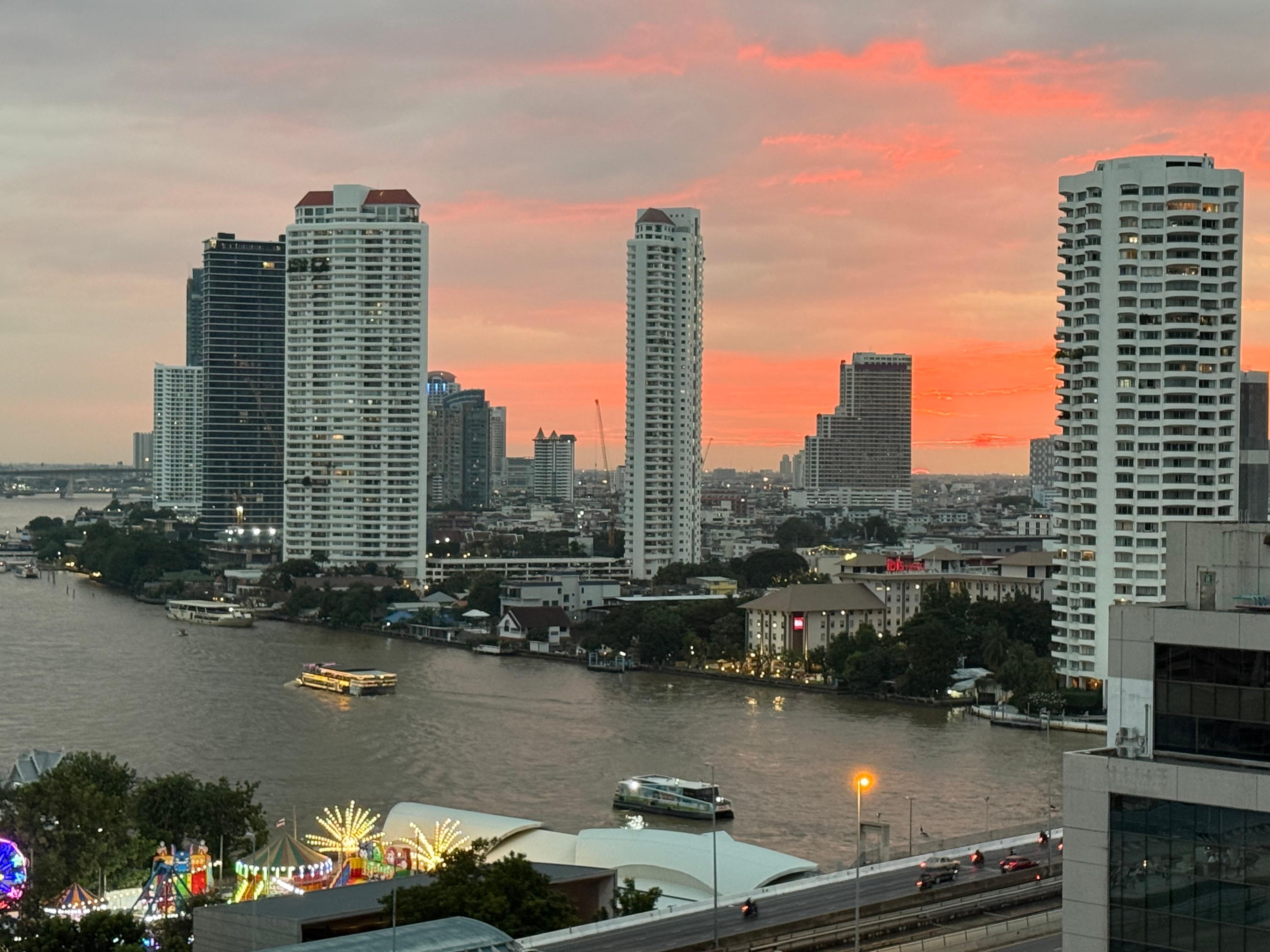 View from room balcony of Chao Phraya River (Sathorn pier) 