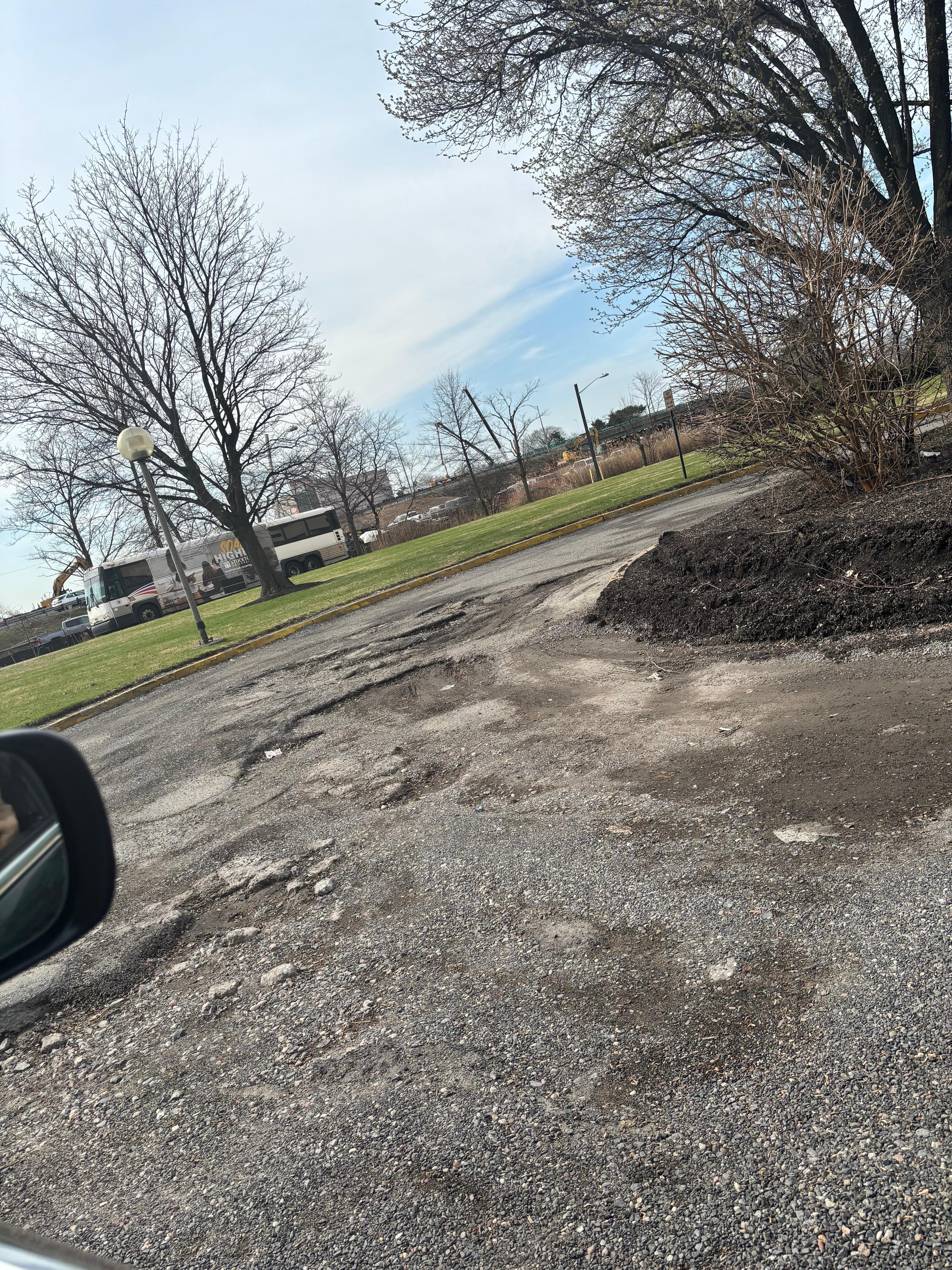 The entire parking lot had holes in the floor