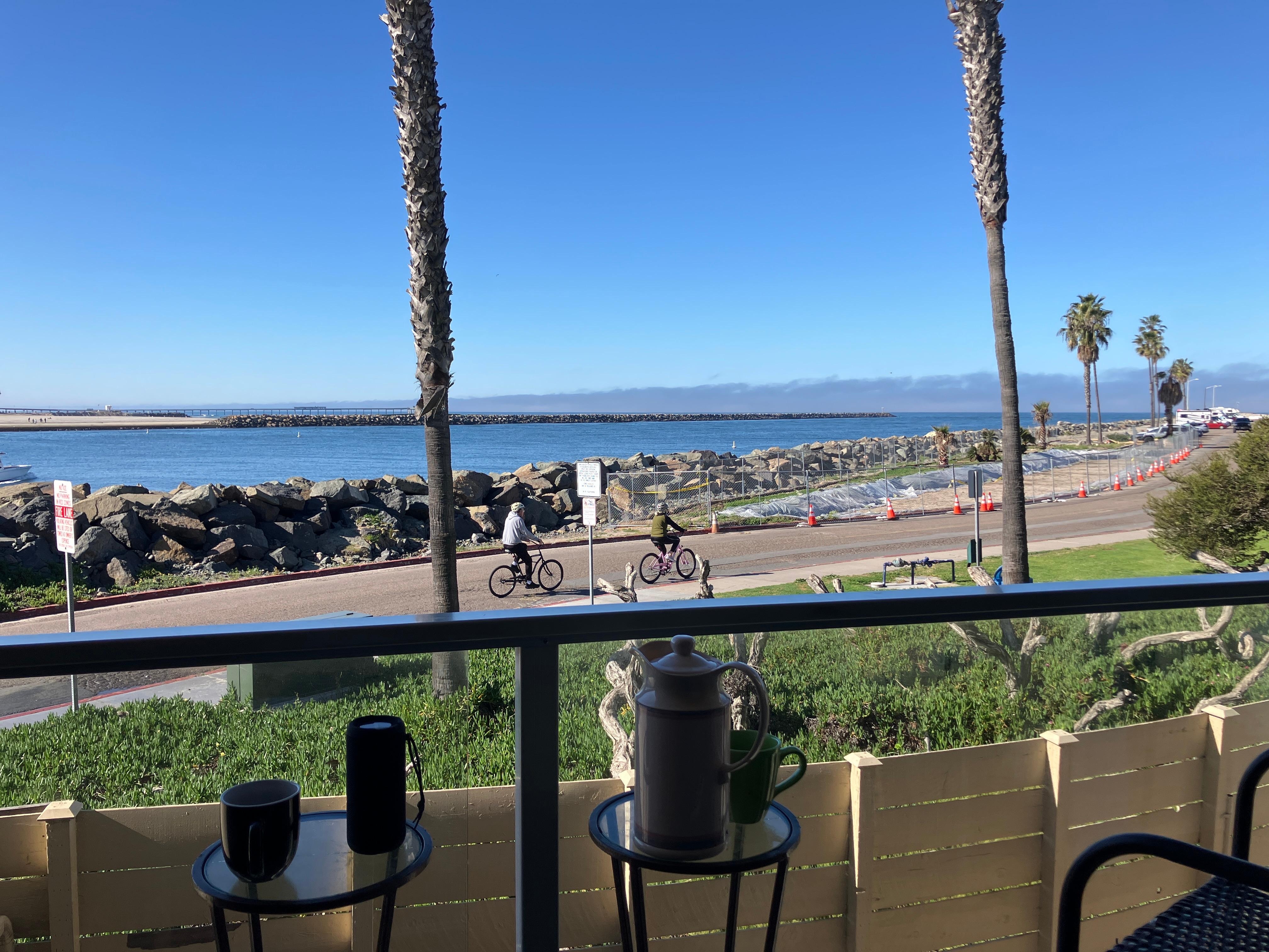 Ocean views and a front row seat to watch boats heading in to Mission Bay marinas