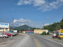 View from walking down from the pizza place up the road