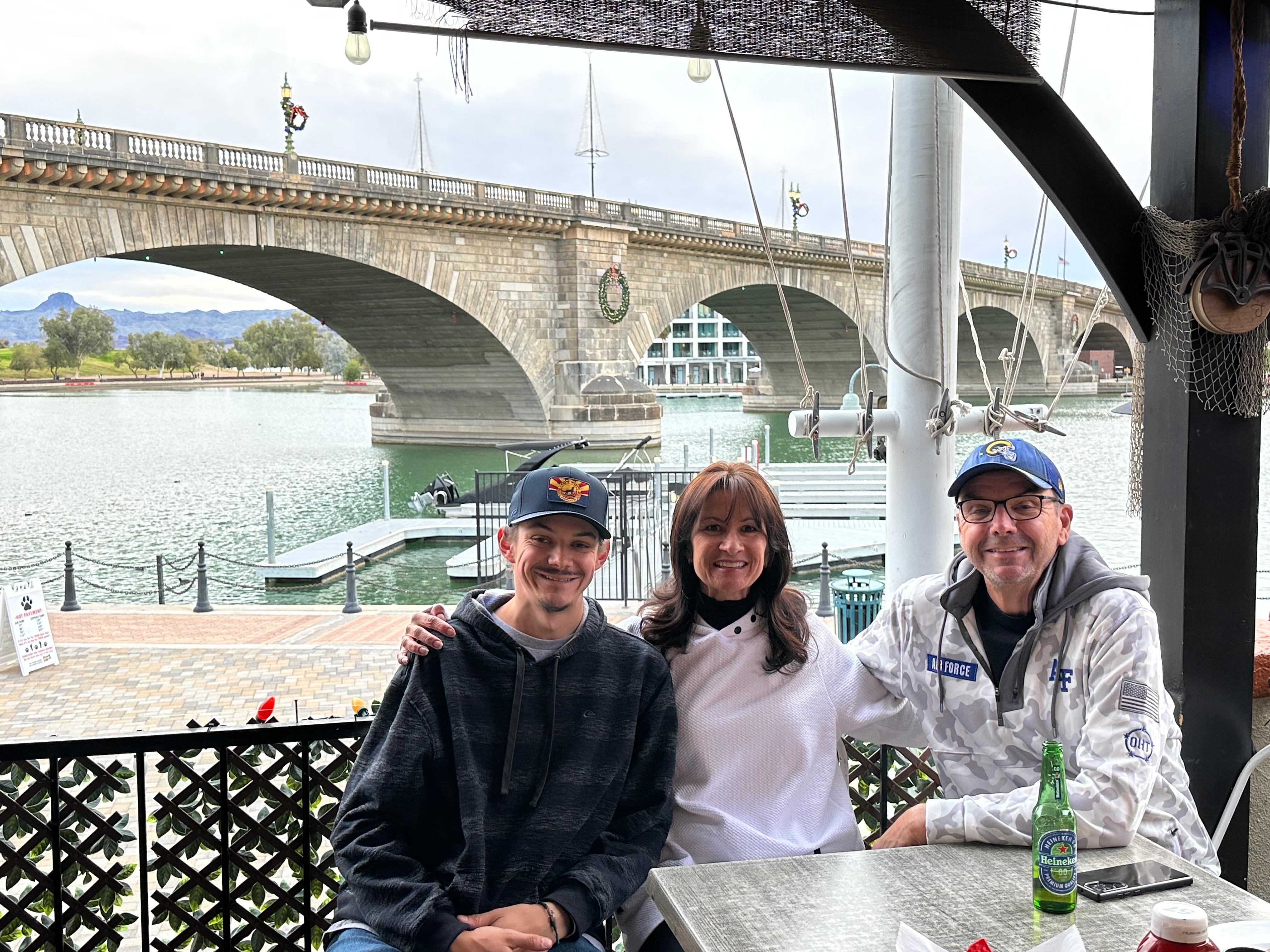 Enjoying lunch at Chairs