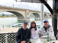 Enjoying lunch at Chairs