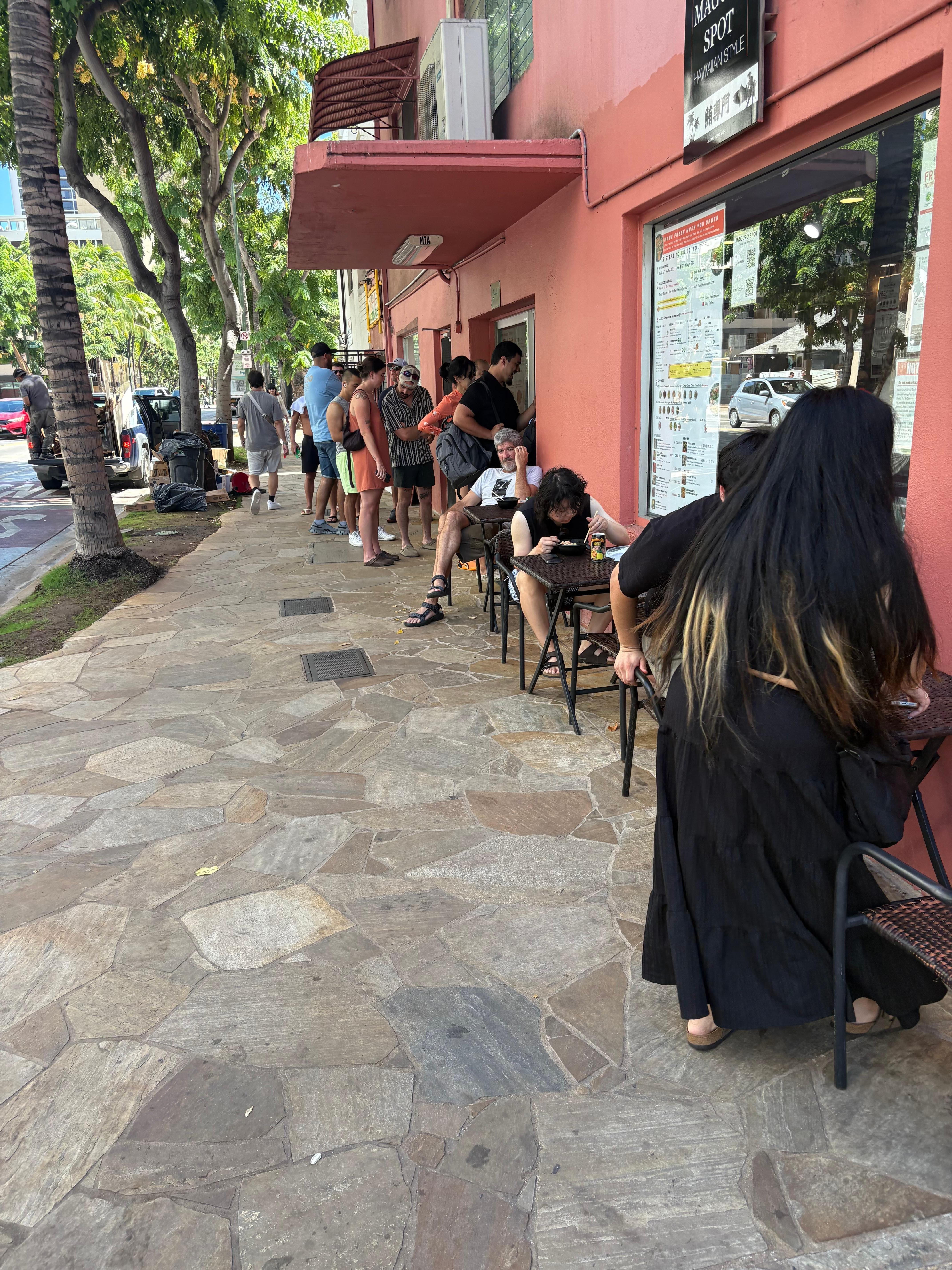 Line for the hotels best Poke! 