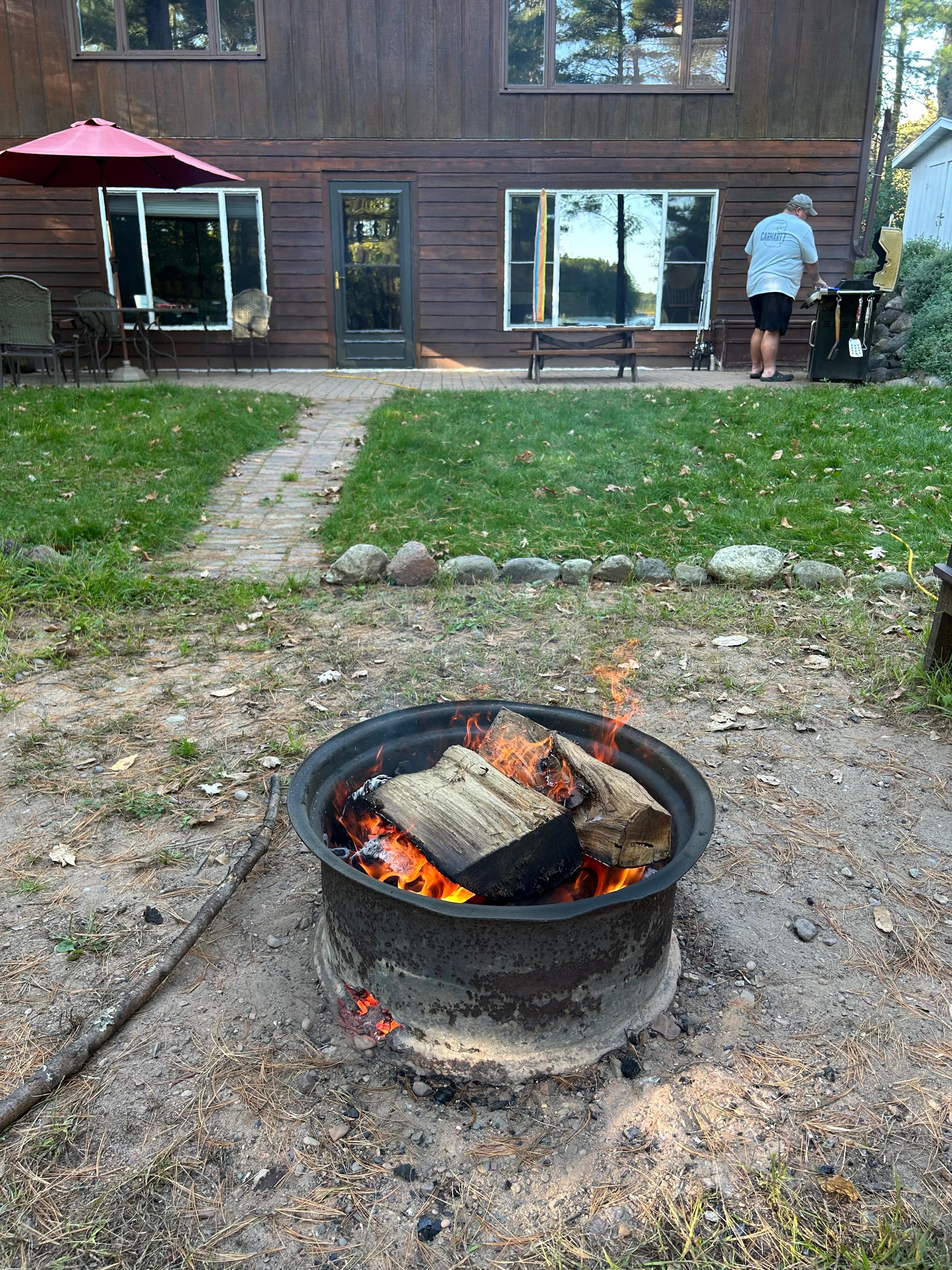Relaxing night cooking out and enjoying the fire pit.