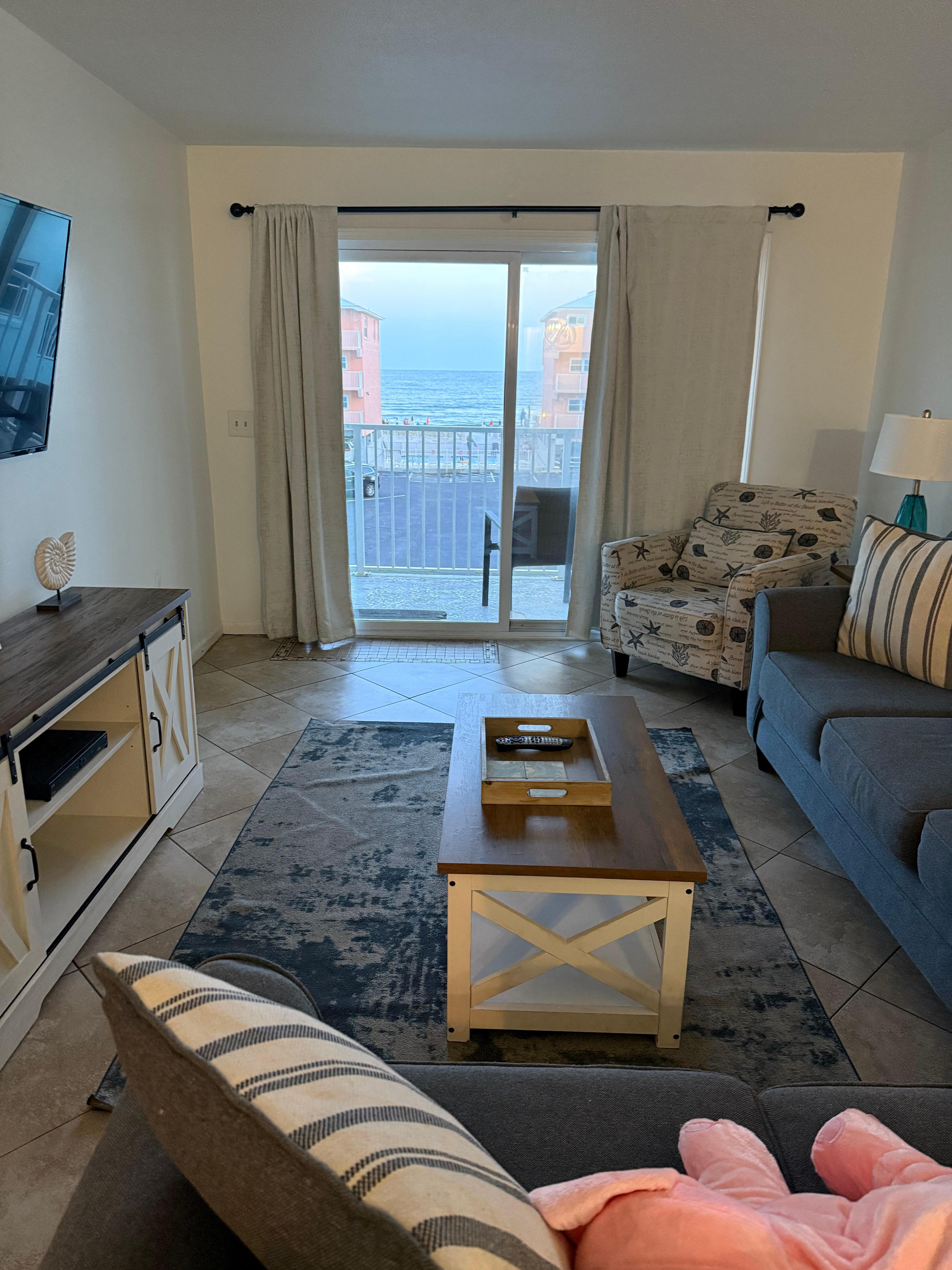 The property as we entered (with my daughter’s stuffy already on the couch).