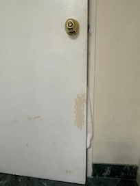 Peeling paint/dirt? on inside of bathroom door