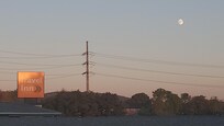 Nearly dusk, nice view from second floor with moon in sight.