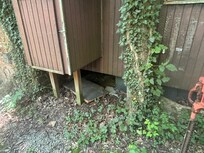 Skirting not secured to prevent unwanted visitors.