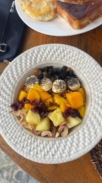 Yummy granola and fruit breakfast