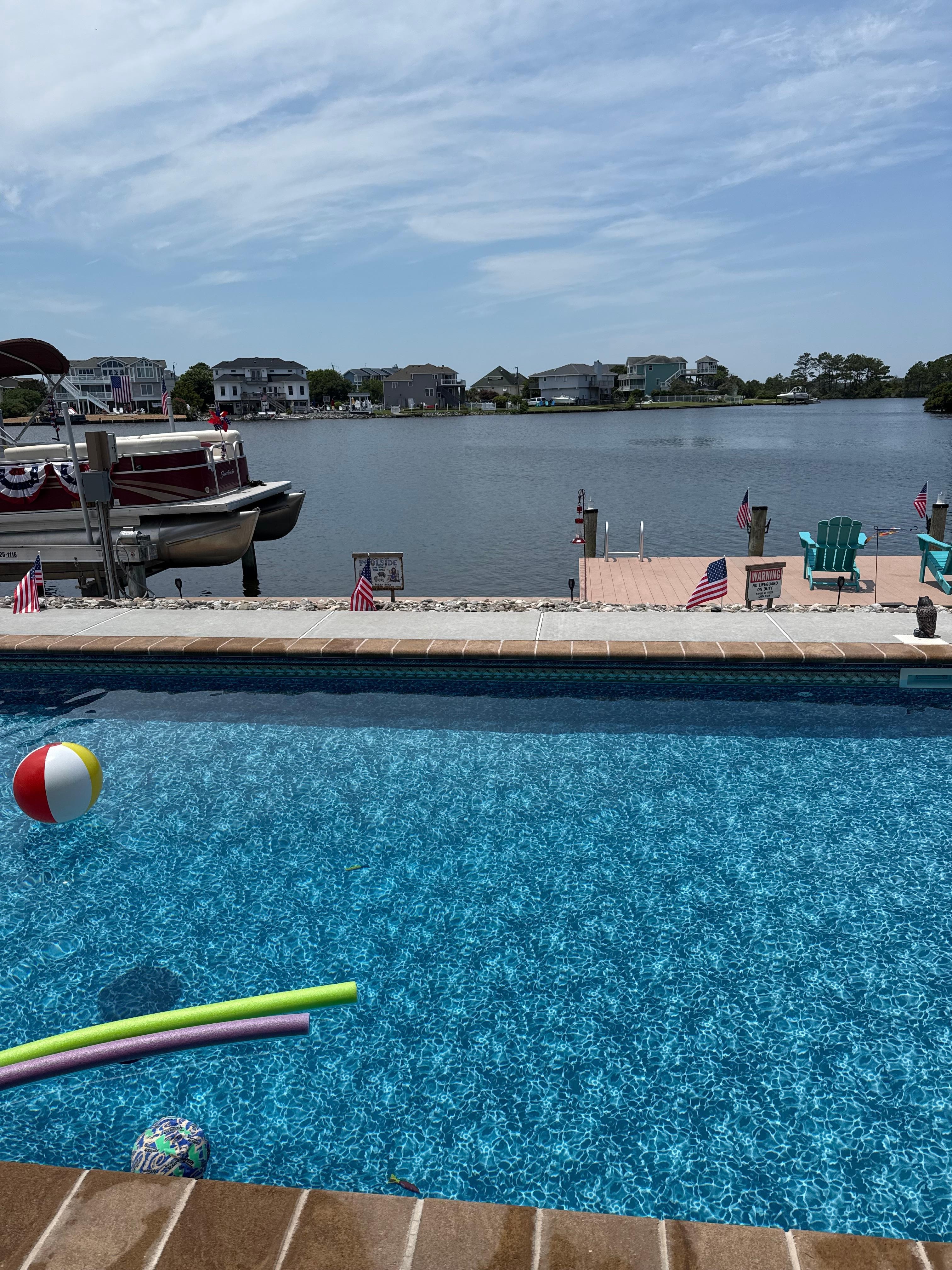 The pool and waterfront