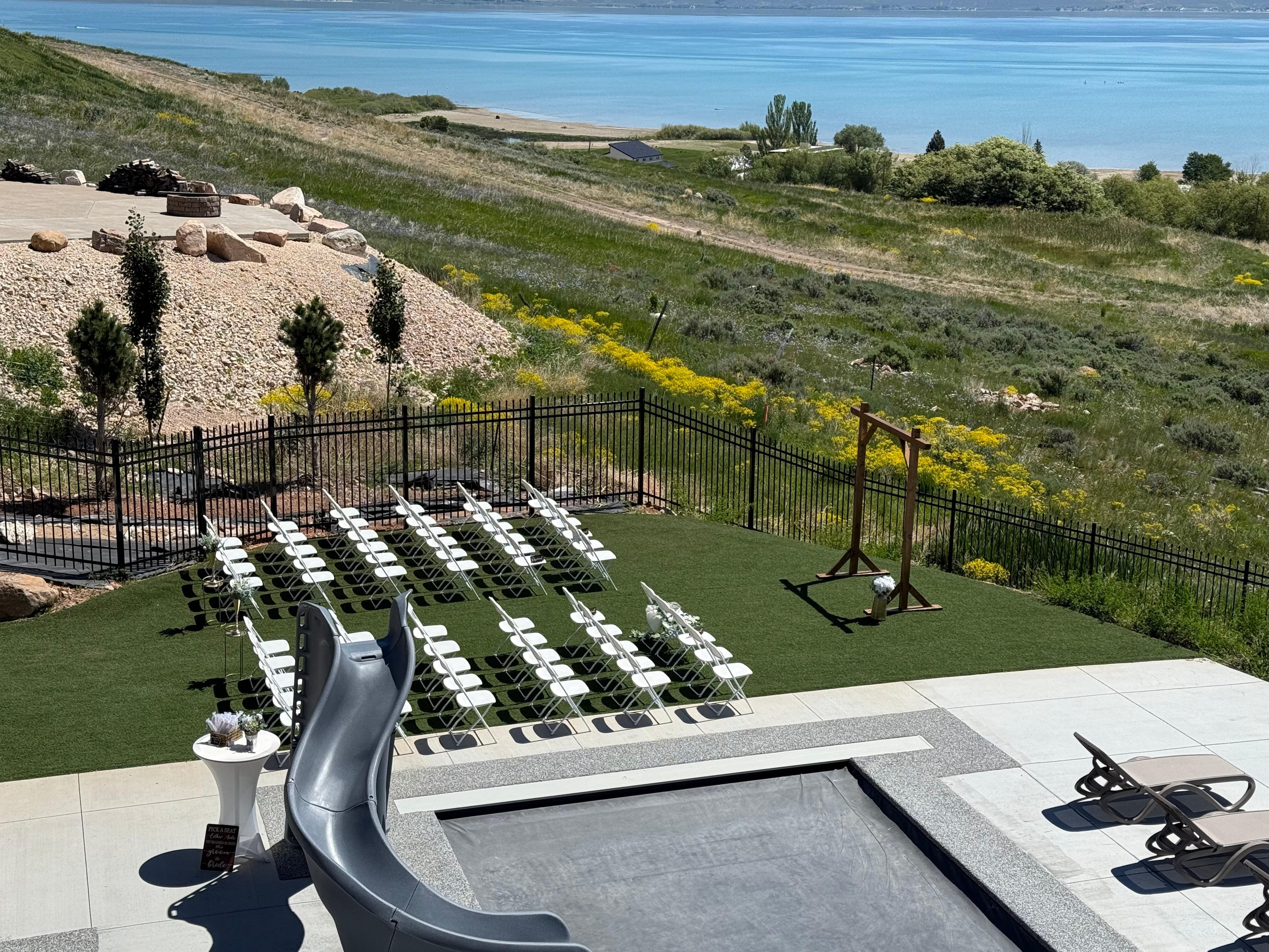 Wedding setup. Gorgeous backdrop to wedding ceremony.  