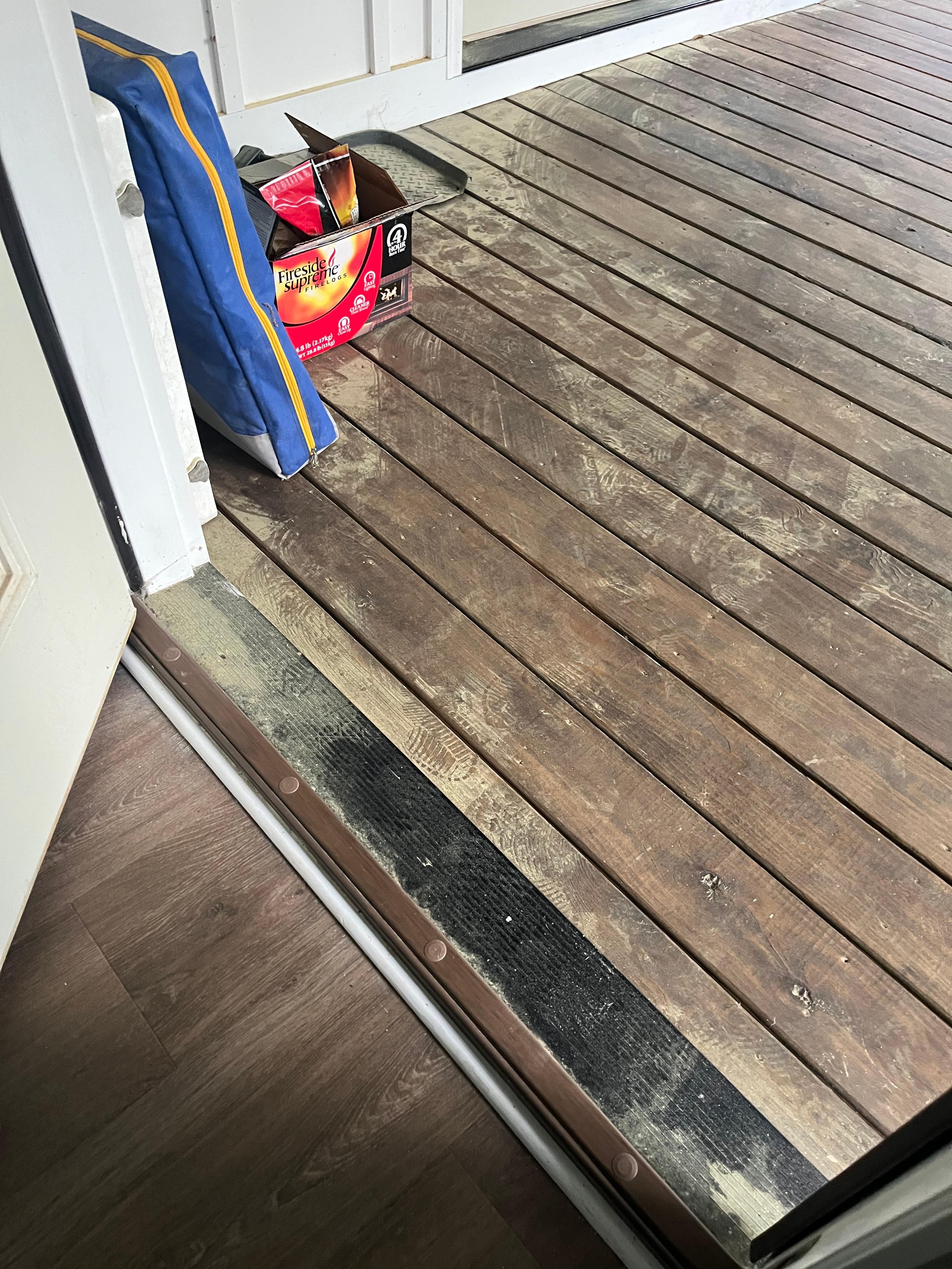 Dirty patio and entry door way 