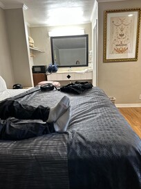 Literally bed meshing with the bathroom