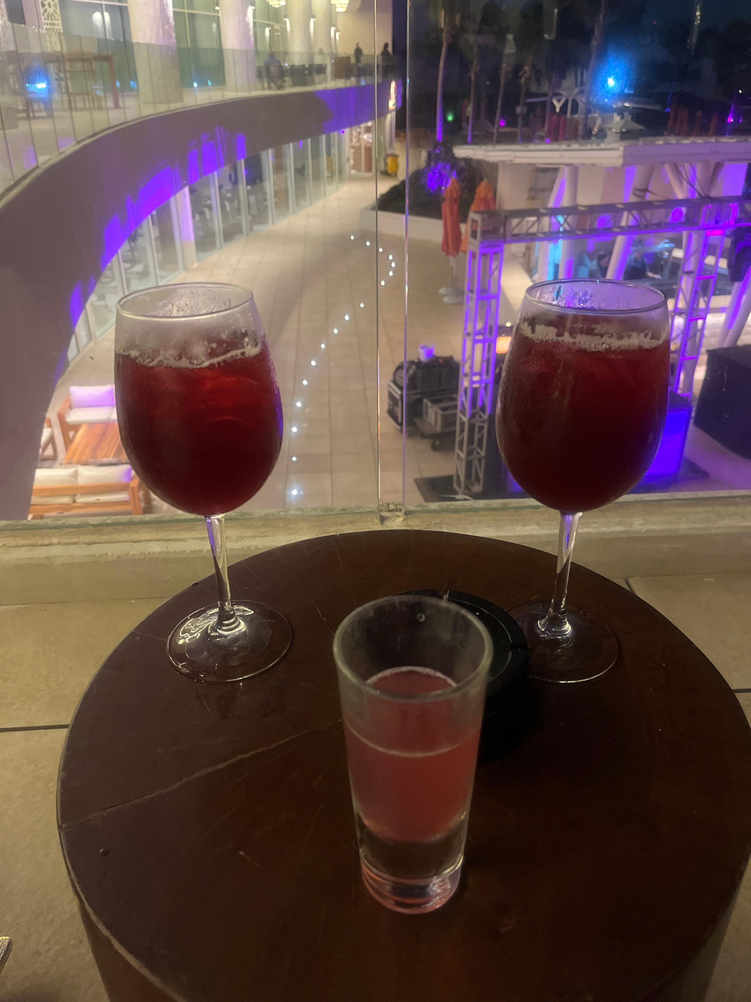 Ordered drinks waiting on our reservations 