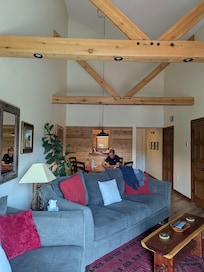The living and dining rooms