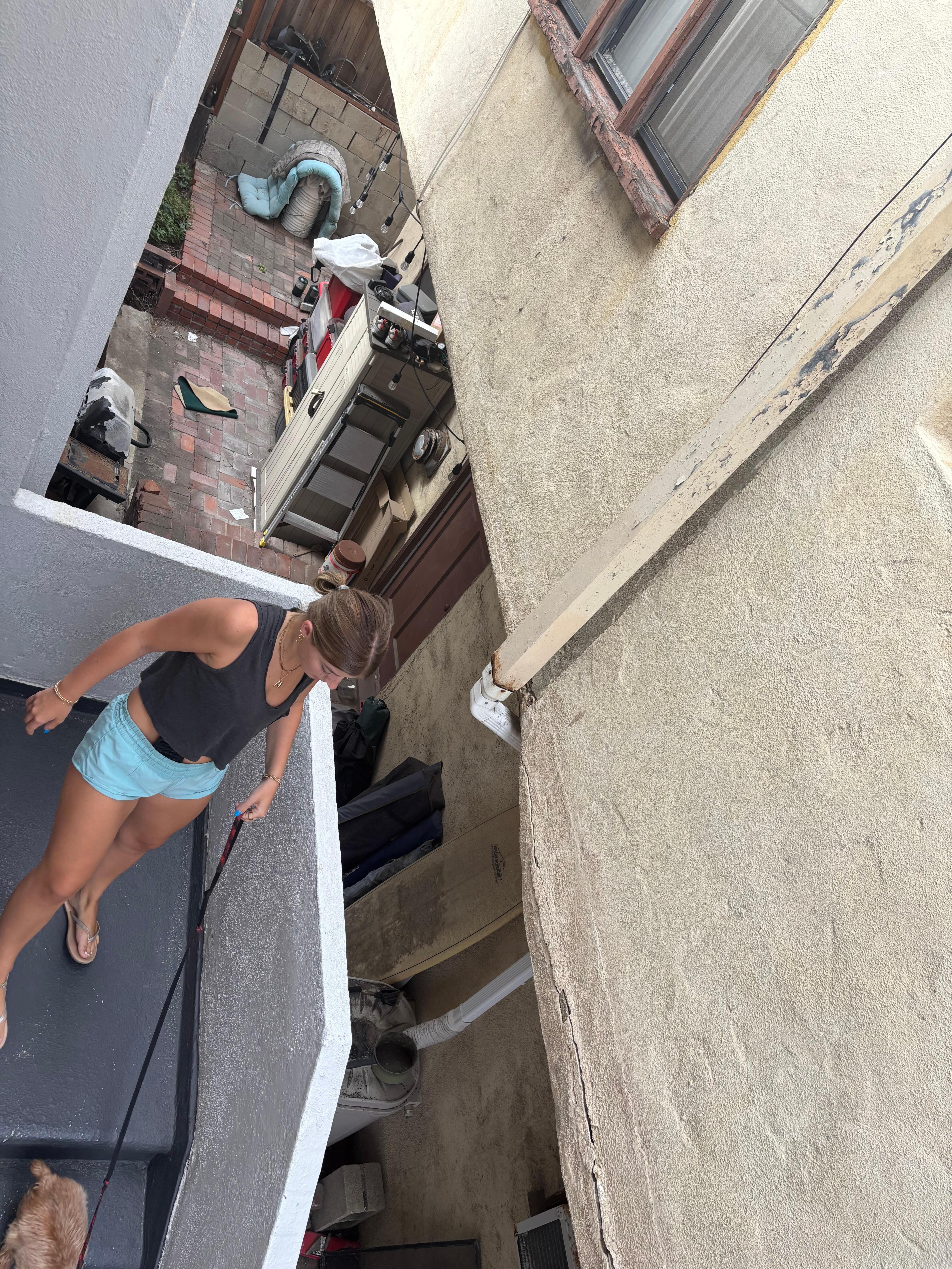 Disaster next door & stairs going up