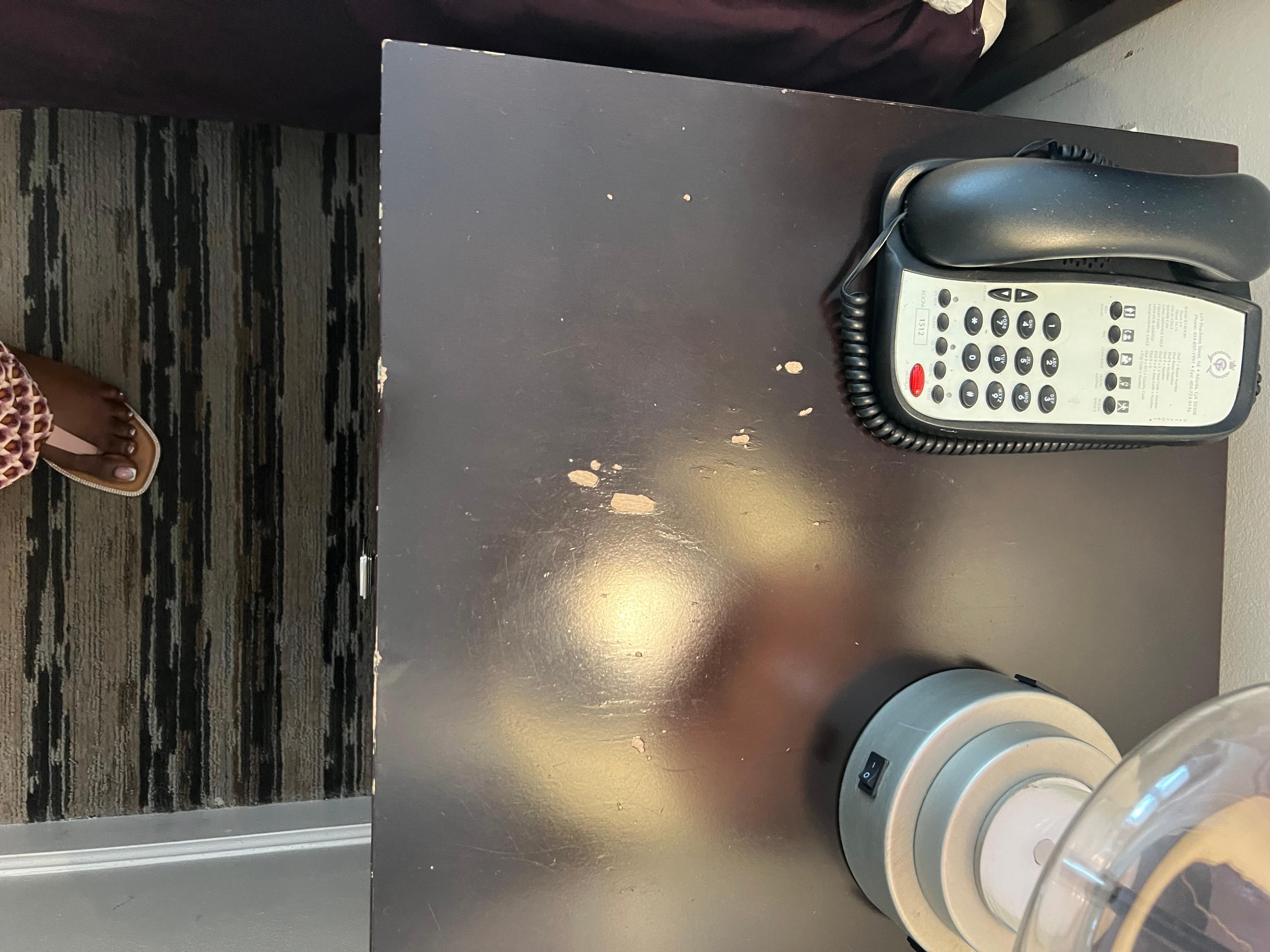 The furniture is scratched and very worn down.
