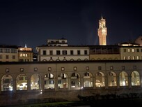 View out the window at night