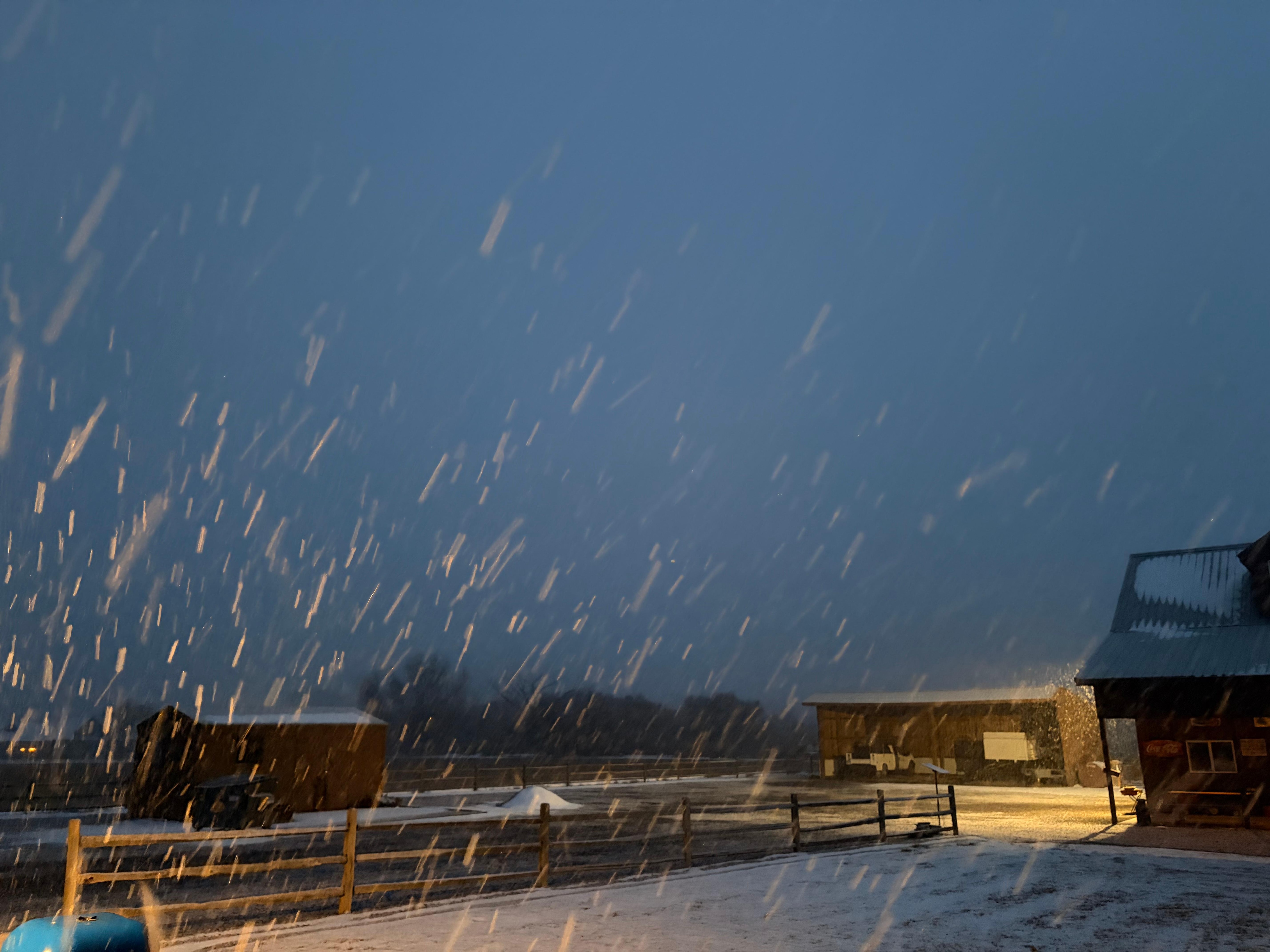 Snowfall from the back patio