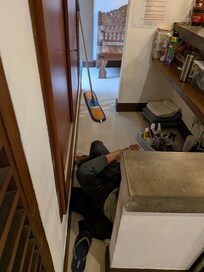 Reception staff asleep during the day
