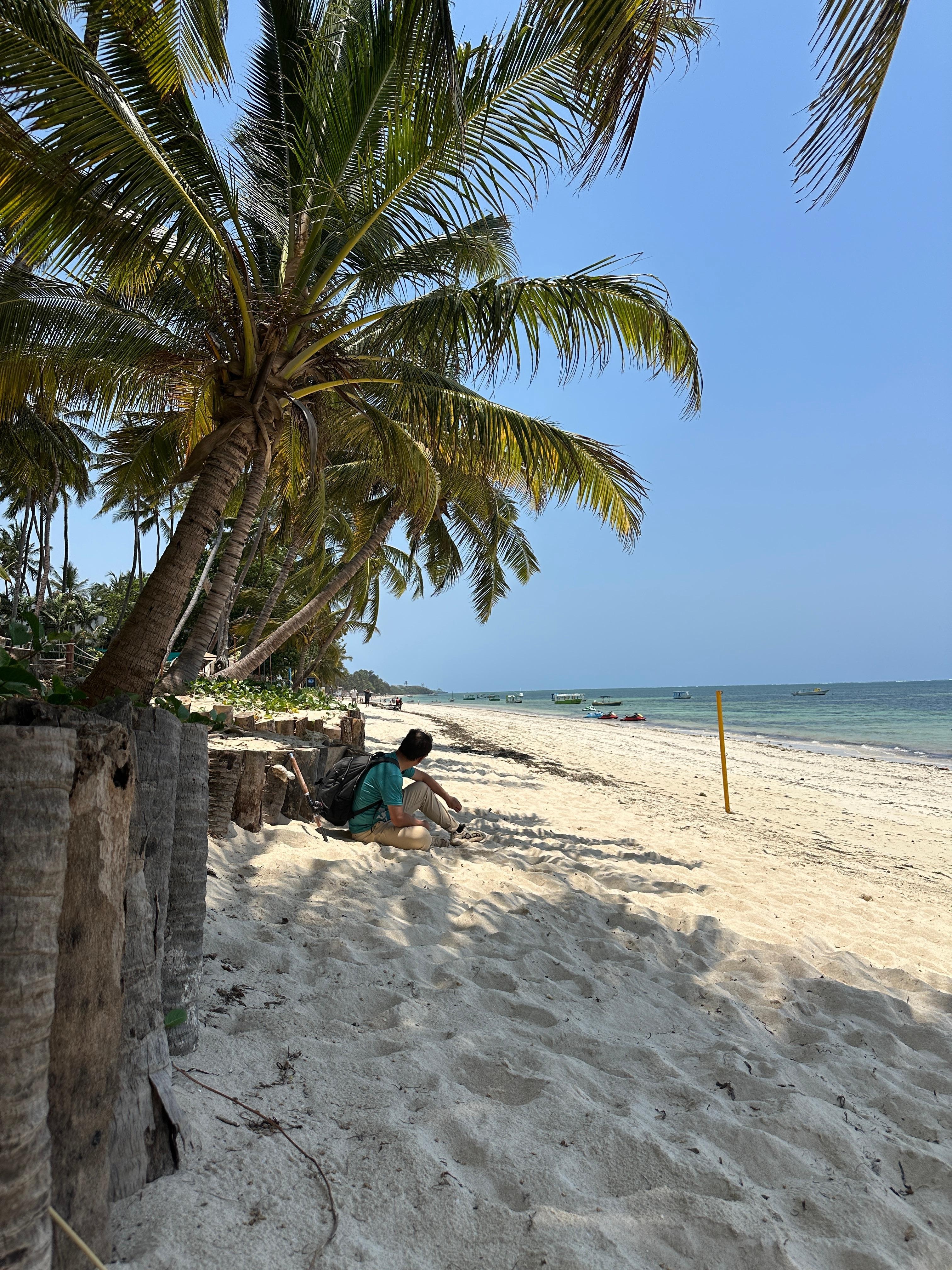 One step from the hotel looking north