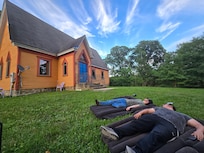 Relaxing on the lawn.