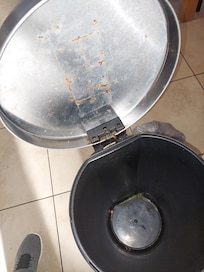 The bottom of the Trash container was dirty.