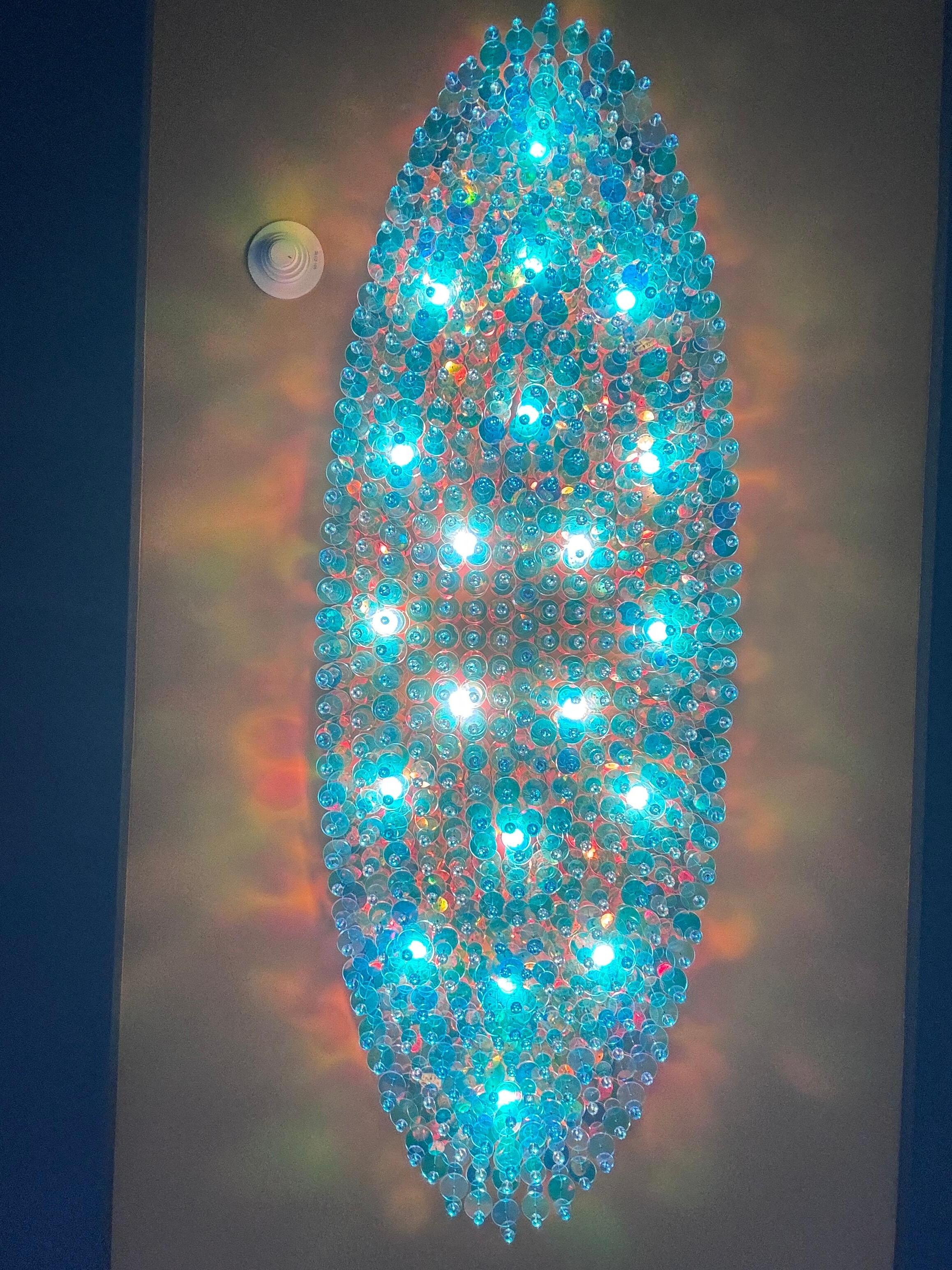 Chandalier in the hallways to the room.  