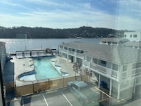 View of the pool off season and Shrewsbury River.