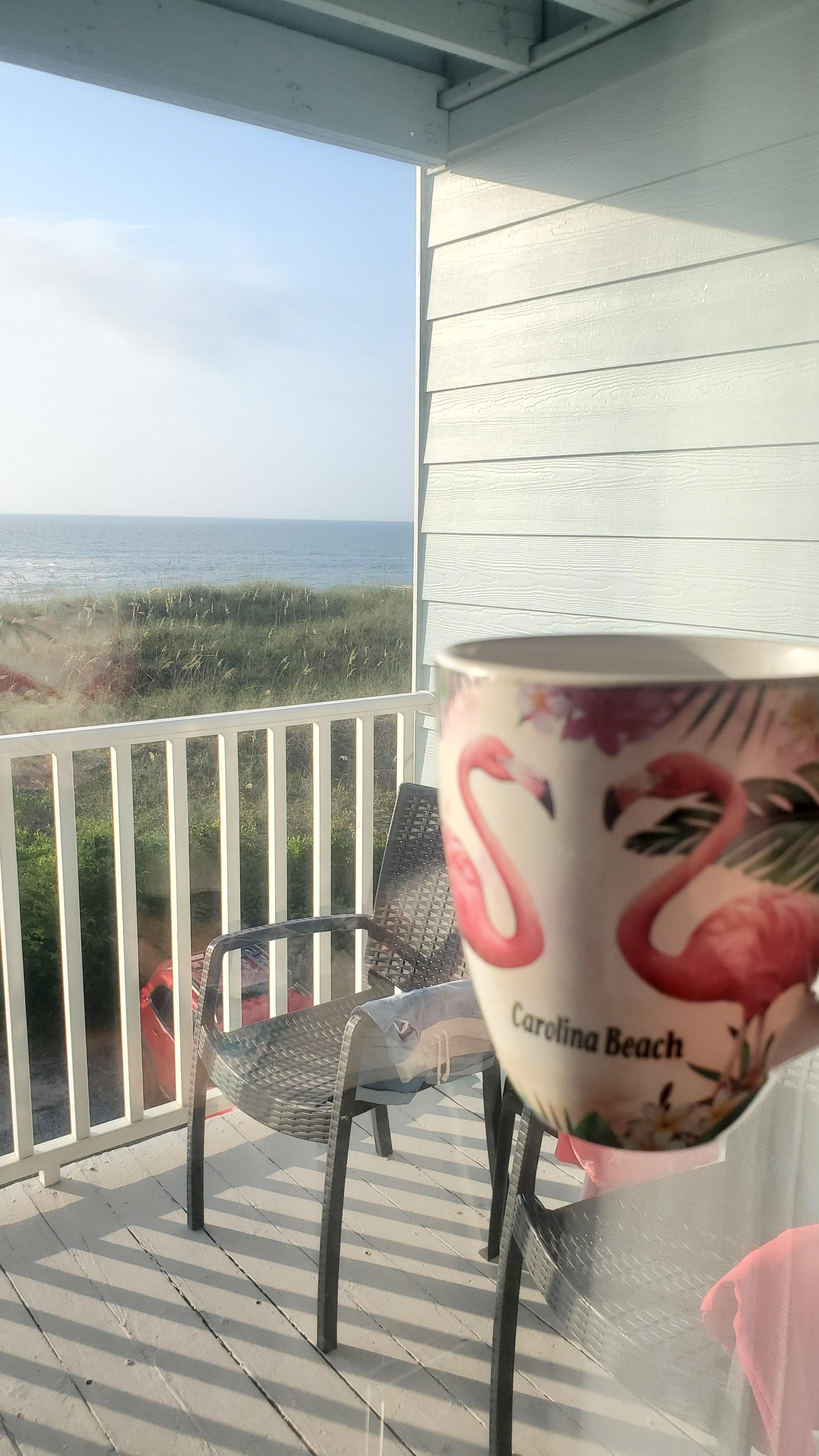 Morning coffee on the balcony. I was in love with this flamingo mug. Thanks Claire for being a lifesaver & having k-cups on hand because I accidentally brought regular. 