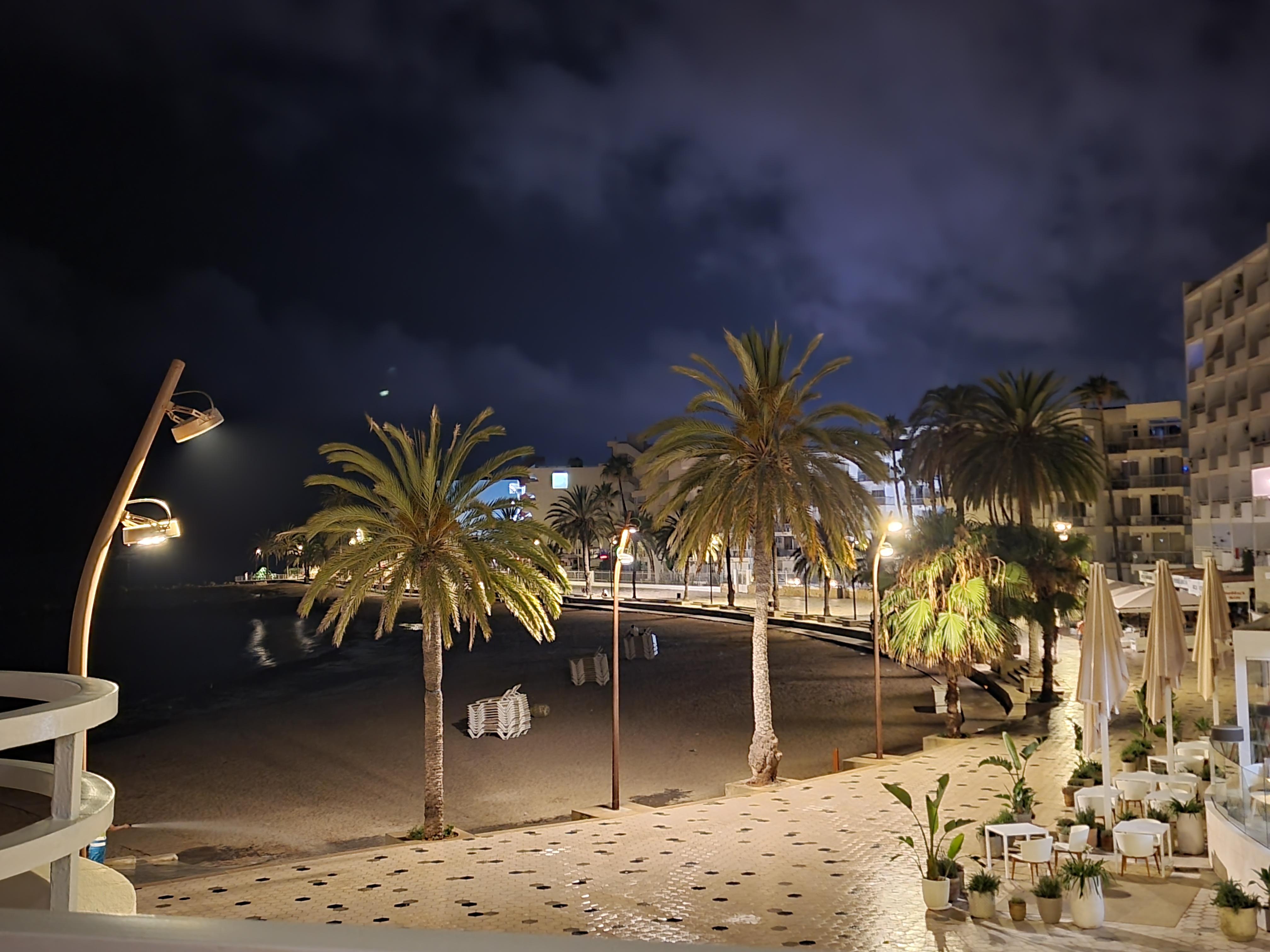 View from side balcony at night