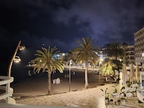 View from side balcony at night
