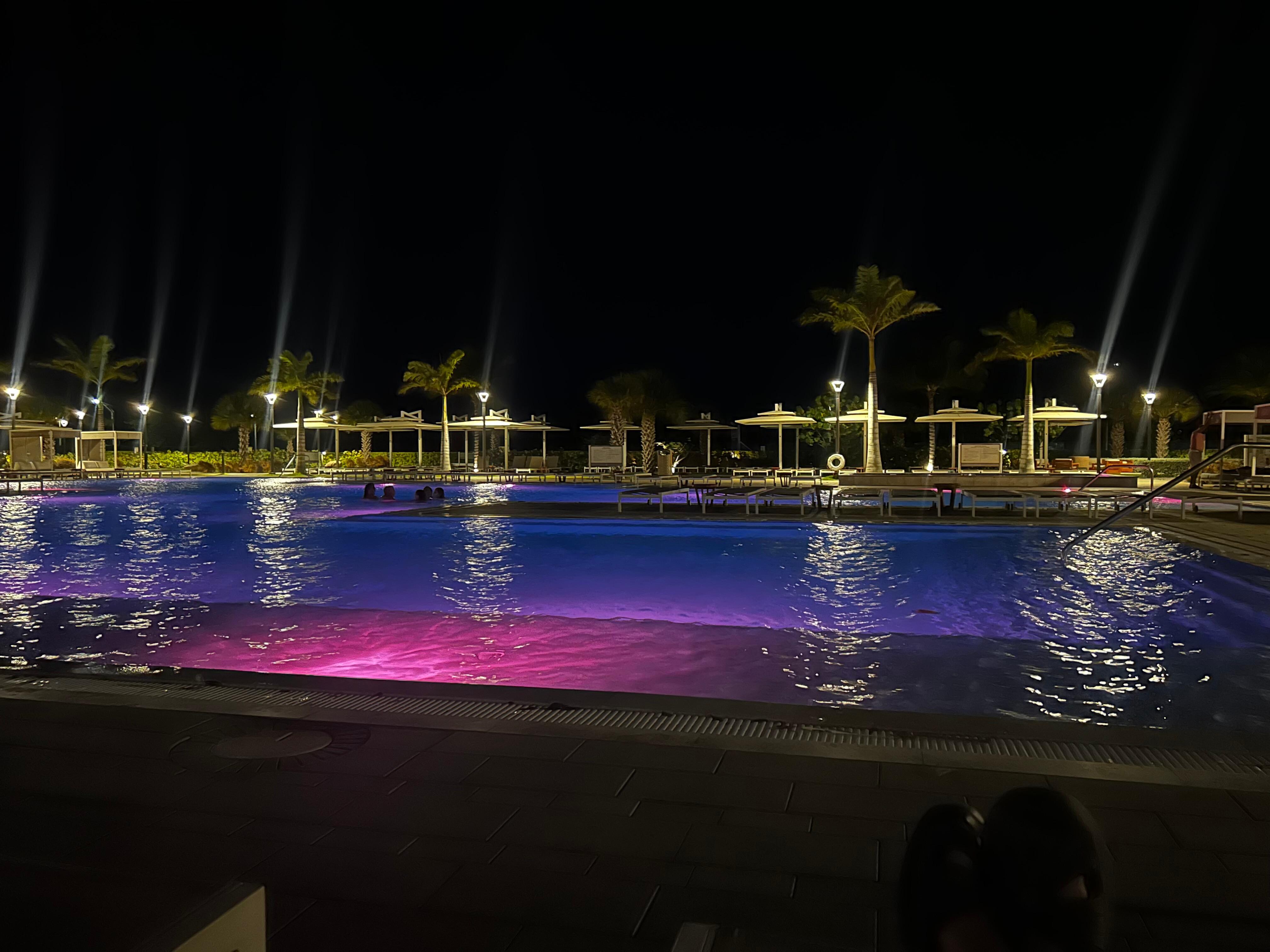 Pool area at night