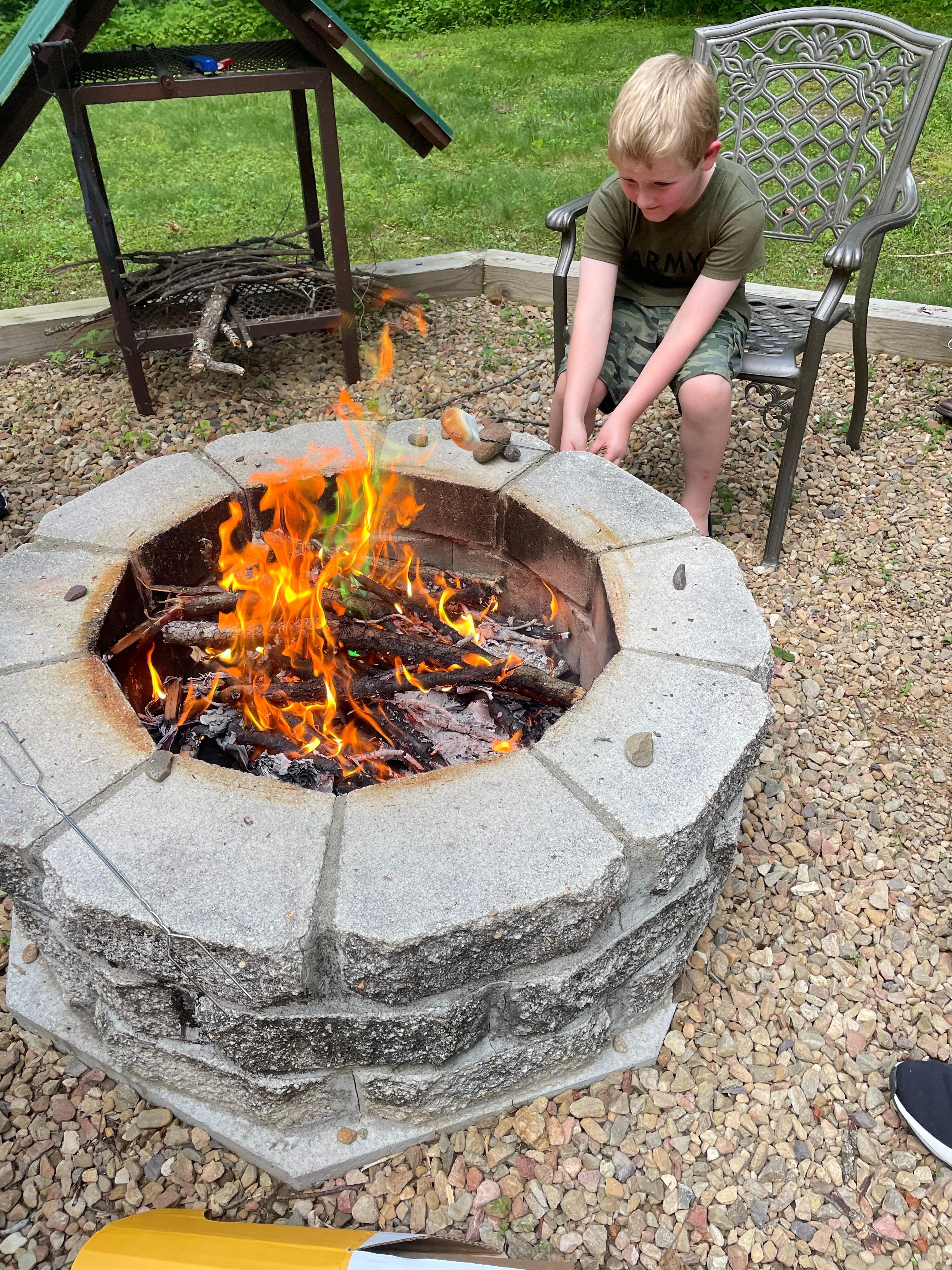Fire pit roasting marshmallows 