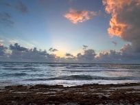 Beautiful morning view on beach just a block from room