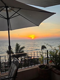 The view of the sunset from the balcony