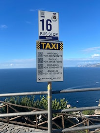 Local Bus stop a  few steps away to take you up or down the hill,  took this bus to the harbor to catch a water taxi to Amalfi.