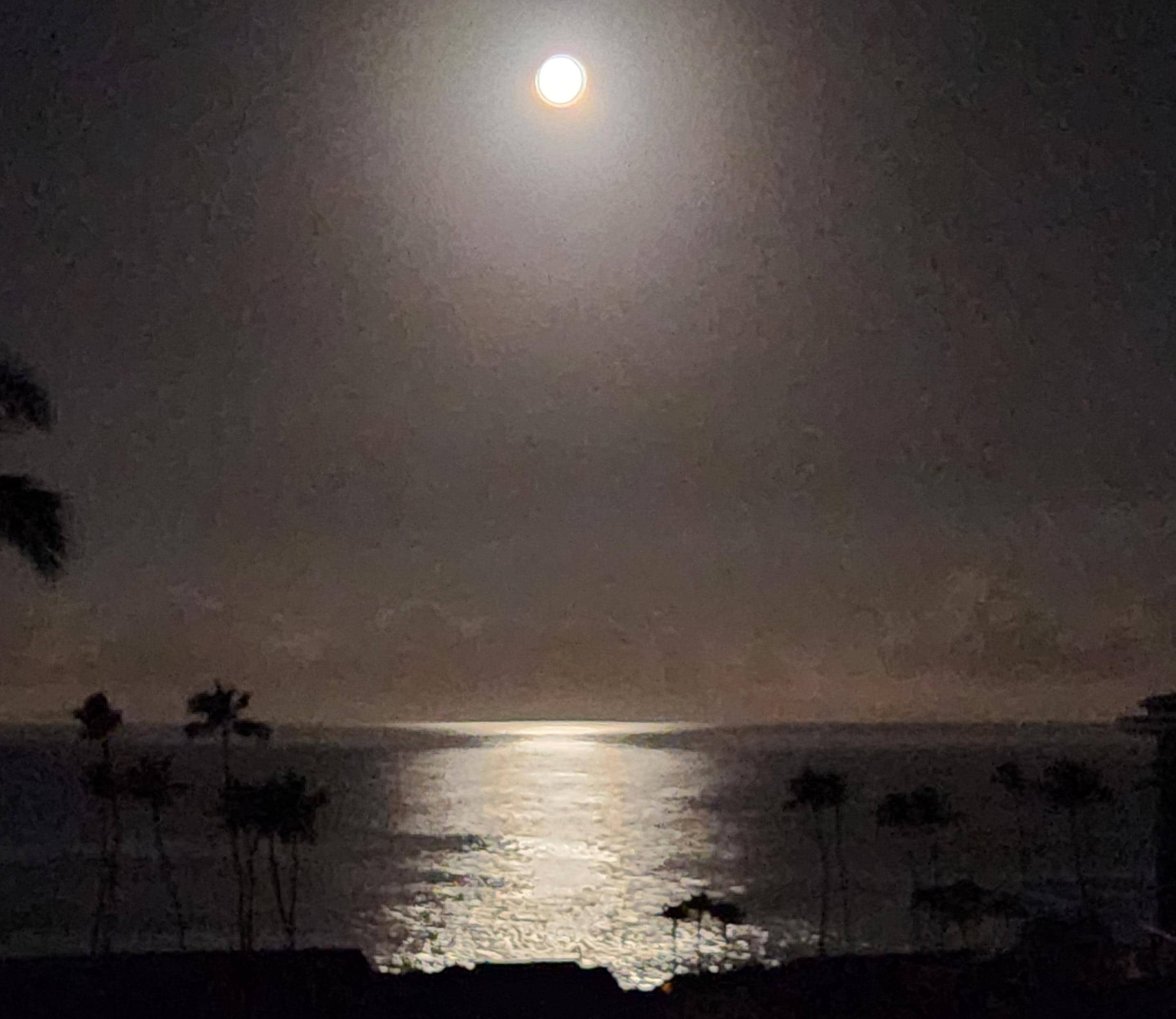 Moon setting just before sunrise.