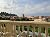 The sea and the old town, view from balcony in the morning