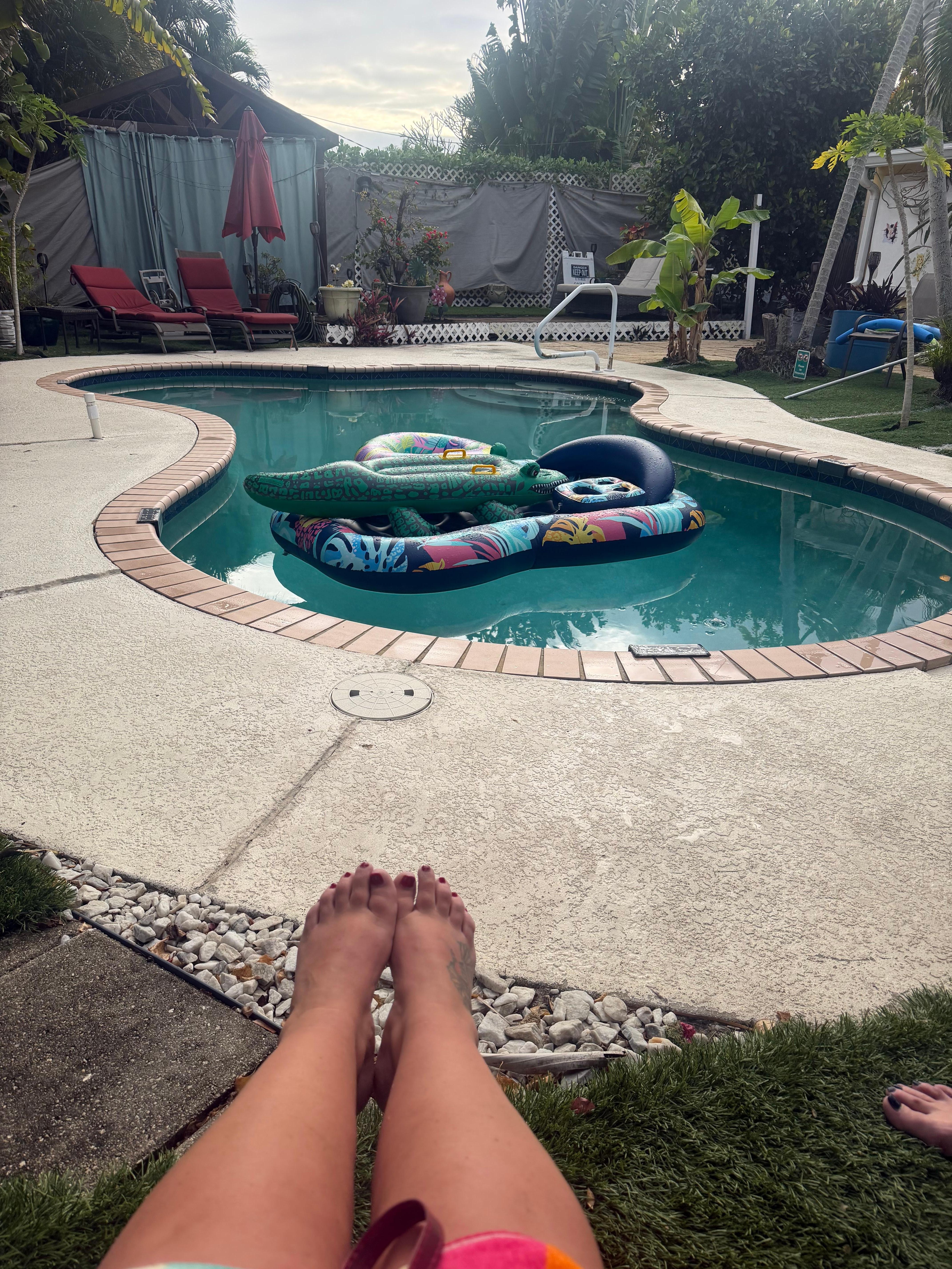 Many areas to lounge and get sun from all angles through the day.