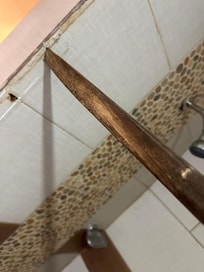 The bathroom shower curtain