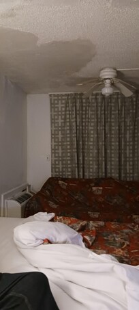 Dirty blanket thrown over the couch